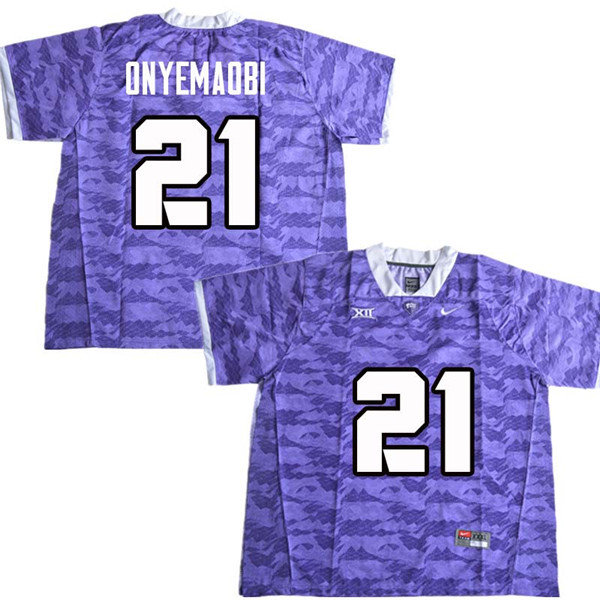 Men #22 Michael Onyemaobi TCU Horned Frogs College Football Jerseys Sale-Purple - Click Image to Close